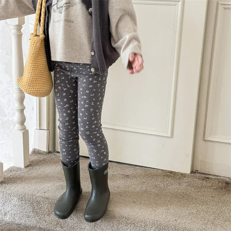 レギンスパンツ キッズパンツ レギンスパンツ フラワー小花柄プリント 3カラー【mh0006592】