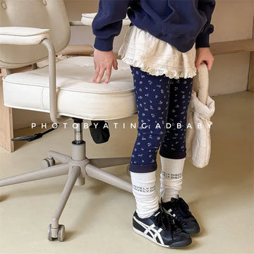レギンスパンツ キッズパンツ レギンスパンツ フラワー小花柄プリント 3カラー【mh0006592】