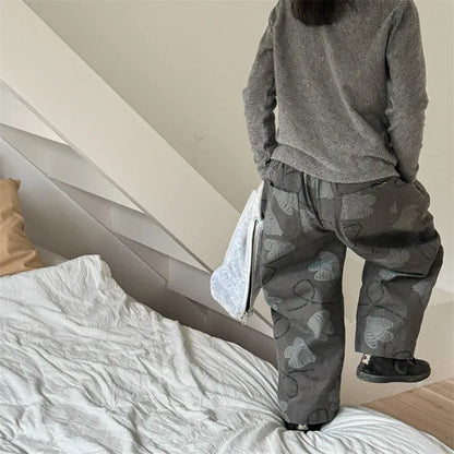 ロングパンツ・スウェットパンツ キッズパンツ ルーズワイドルーズパンツ プリント柄 3カラー【mh0006606】