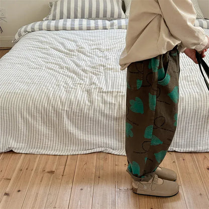 ロングパンツ・スウェットパンツ キッズパンツ ルーズワイドルーズパンツ プリント柄 3カラー【mh0006606】