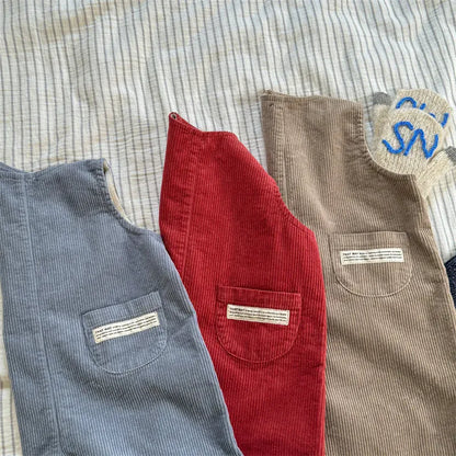 ノースリーブジャンプスーツ キッズジャンプスーツ コーデュロイ ノースリーブオーバーオール つなぎ 3カラー【mh0006613】