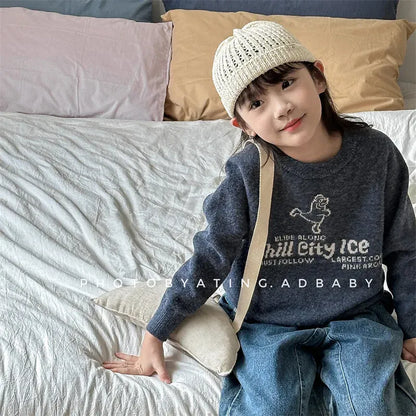 ニット・セーター キッズトップス ニットセーター アイススケート レターロゴ 3カラー【mh0006624】