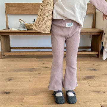 レギンスパンツ キッズパンツ タグワンポイントフレアリブレギンスパンツ 3カラー【mh0006865】