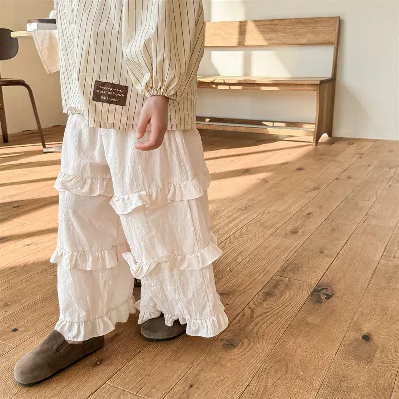 ロングパンツ・スウェットパンツ キッズパンツ ティアードフリルロングワイドルーズパンツ 3カラー【mh0006867】