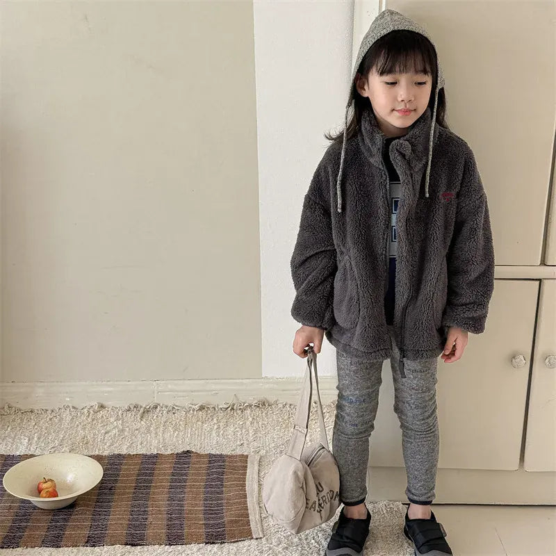 ショートコート・ジャケット・ジャンパー キッズアウター ボアフリースジップアップスタンドカラーブルゾンジャケット スモーキー4カラー【mh0007578】