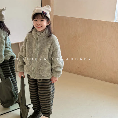 ショートコート・ジャケット・ジャンパー キッズアウター ボアフリースジップアップスタンドカラーブルゾンジャケット スモーキー4カラー【mh0007578】