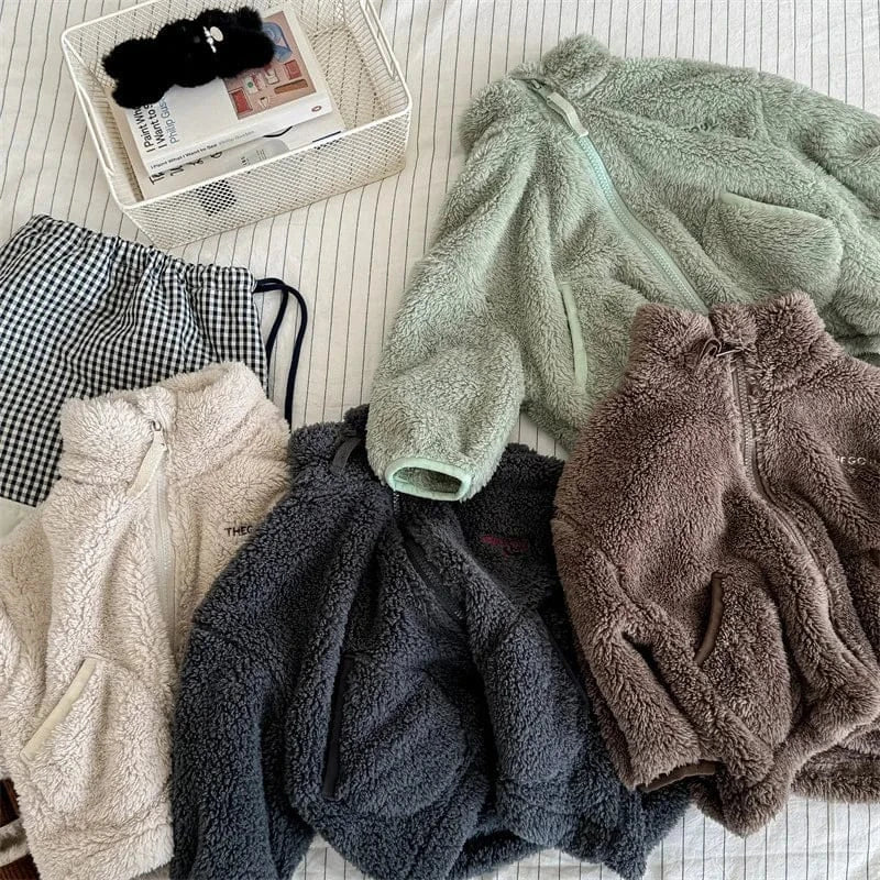 ショートコート・ジャケット・ジャンパー キッズアウター ボアフリースジップアップスタンドカラーブルゾンジャケット スモーキー4カラー【mh0007578】