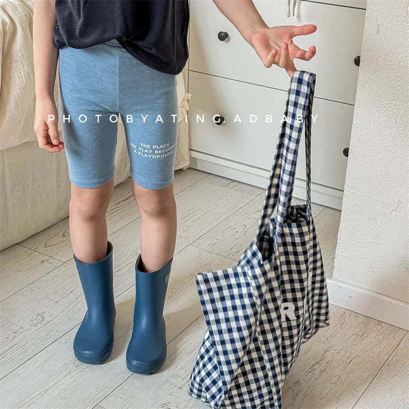 レギンスパンツ キッズパンツ ショートレギンス レターロゴプリント 5カラー【mh0005811】