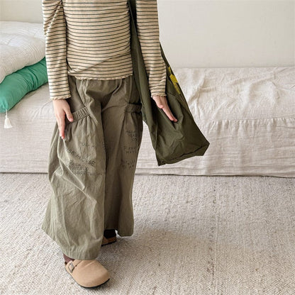 ロングパンツ・スウェットパンツ 6011 green / 80cm キッズパンツ チェック/無地ワイドフレアルーズガウチョパンツ【mh0008998】