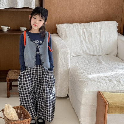 ロングパンツ・スウェットパンツ 6011 lattice / 80cm キッズパンツ チェック/無地ワイドフレアルーズガウチョパンツ【mh0008998】