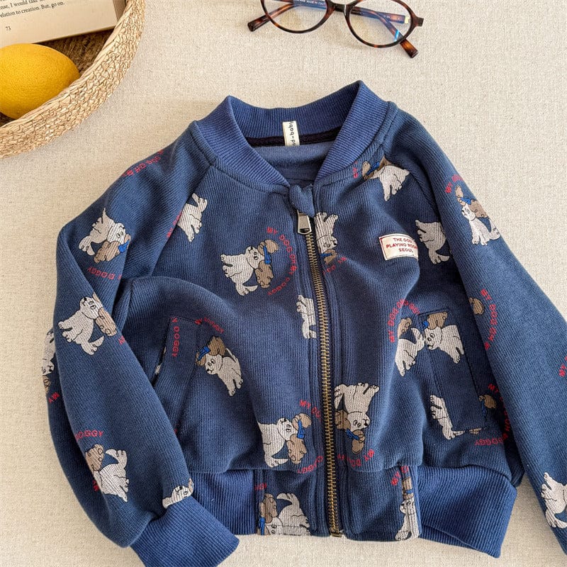 カーディガン・パーカー 6063 blue / 80cm キッズトップス プリント柄ジップアップスウェットジャケット【mh0008994】