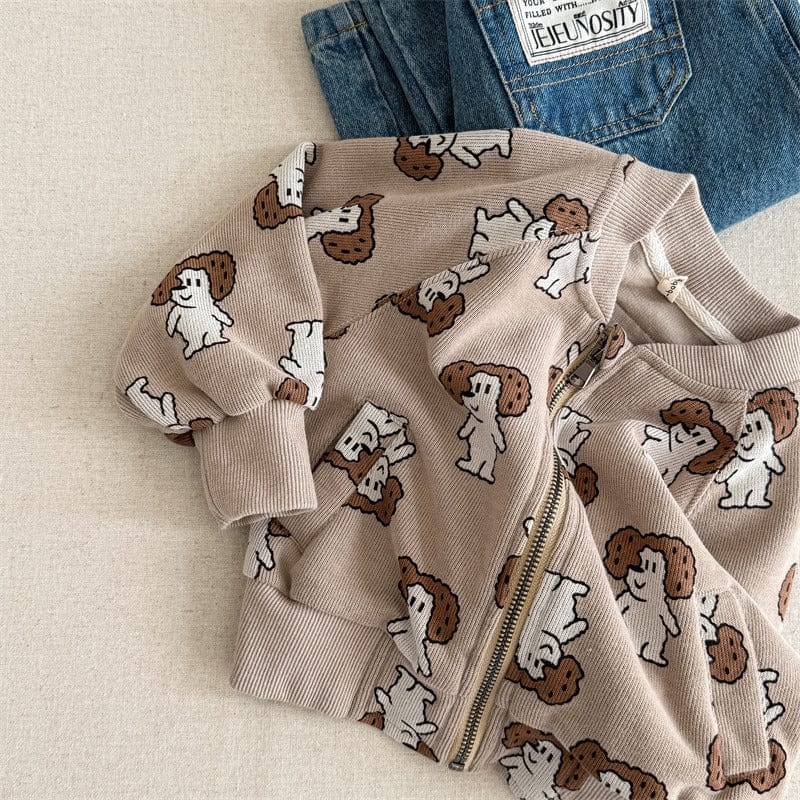 カーディガン・パーカー 6063 Khaki / 80cm キッズトップス プリント柄ジップアップスウェットジャケット【mh0008994】