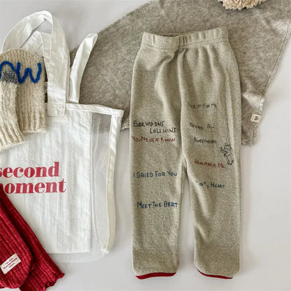 レギンスパンツ Apricot / 12M  80CM キッズパンツ レターロゴプリントロングレギンスパンツ【mh0008474】