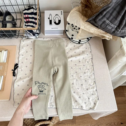 レギンスパンツ Apricot / 80cm キッズ レギンスパンツ プリントロゴ アプリコット ダークグレー ブルー 3カラー ユニセックス 男の子 女の子 子供服【mh0003006】