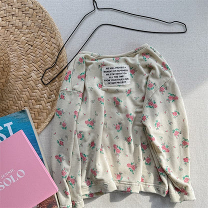 カーディガン・パーカー Apricot / 80cm フラワープリント/無地長袖カーディガン【mh0009377】