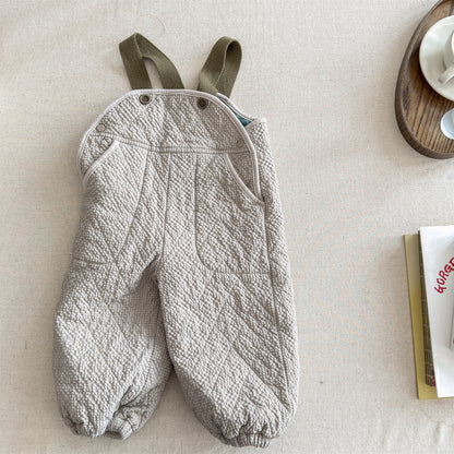 サロペットパンツ・サスペンダーパンツ Apricot / 80cm キルトサロペットオーバーオール 防寒 サスペンダーパンツ【mh0011910】