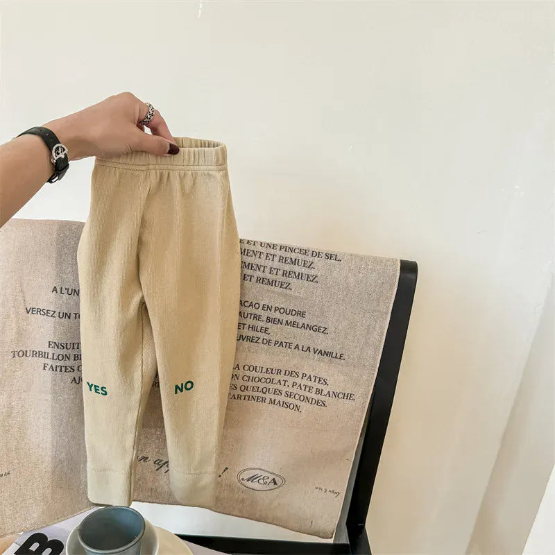 レギンスパンツ Apricot Yellow / 12M  80CM キッズパンツ YES/NOプリントロゴリブレギンスパンツ 3カラー【mh0006876】