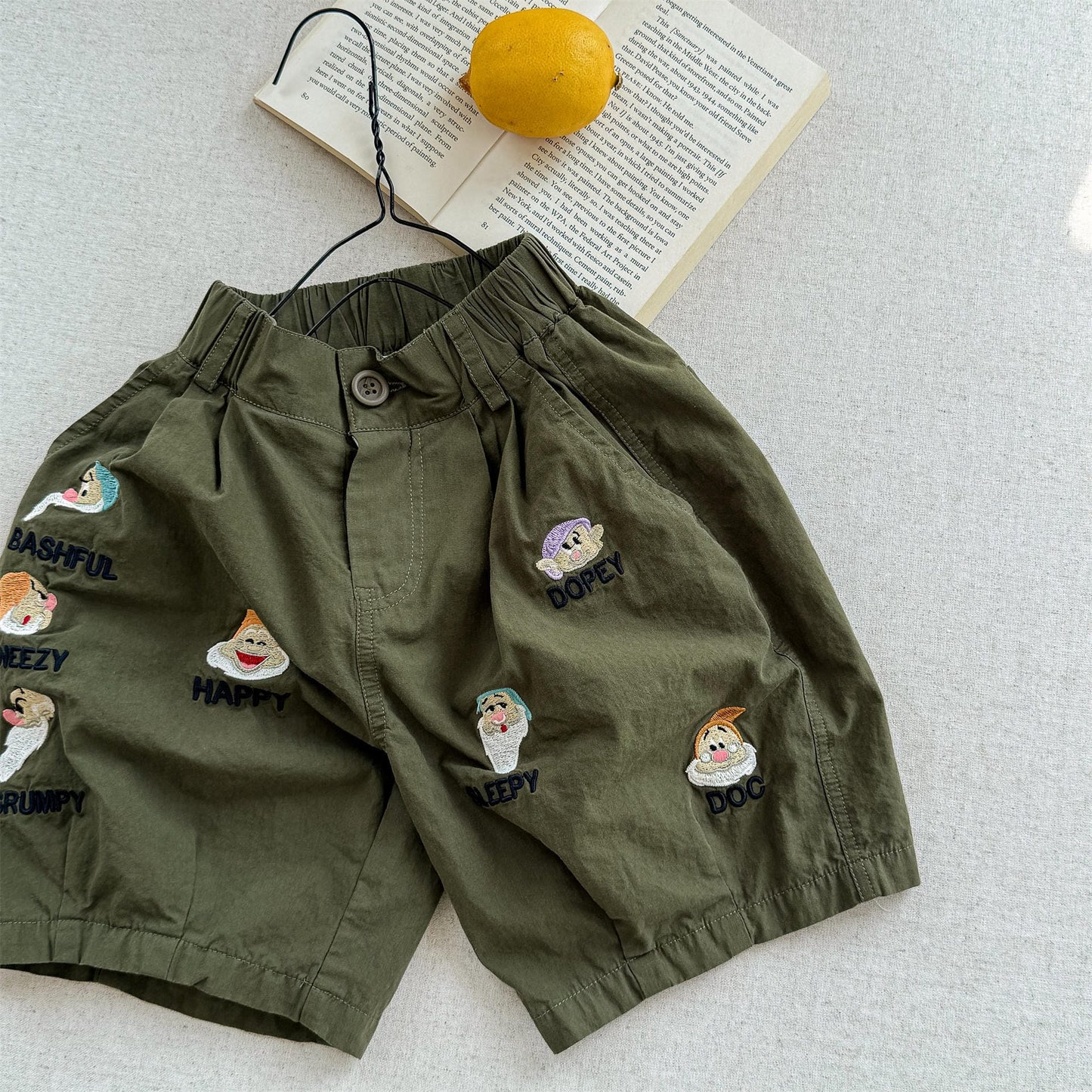 ハーフパンツ・ショートパンツ Army Green / 80cm 小人ドワーフ刺繍バミューダパンツ【mh0009782】