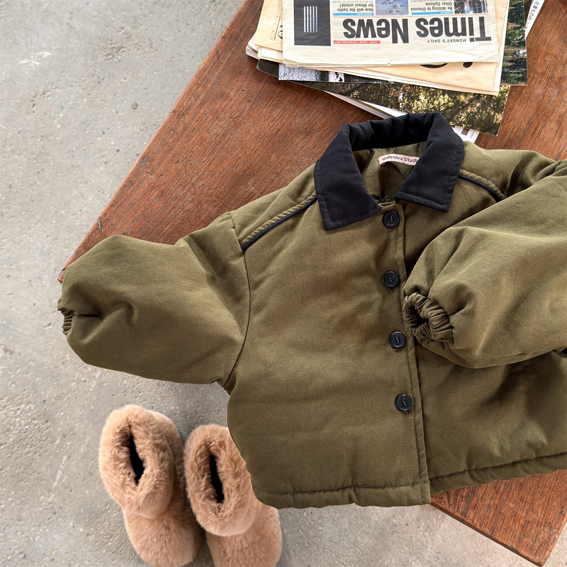 ショートコート・ジャケット・ジャンパー Army Green / 80cm ジャケット 中綿 ボア裏地 ワークテイスト ストリート カジュアル アウター【mh0011604】