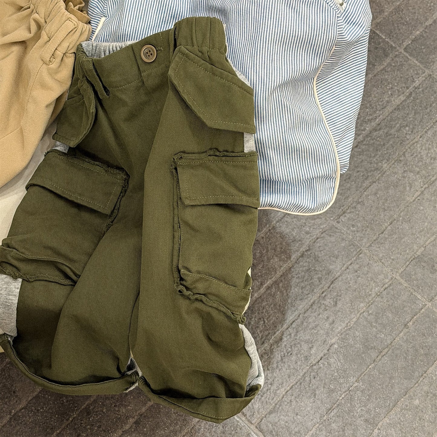 ロングパンツ・スウェットパンツ Army Green / 80cm Spliced Sweatpants Cargo Pants 切り替え スウェット カーゴパンツ【mh0012080】