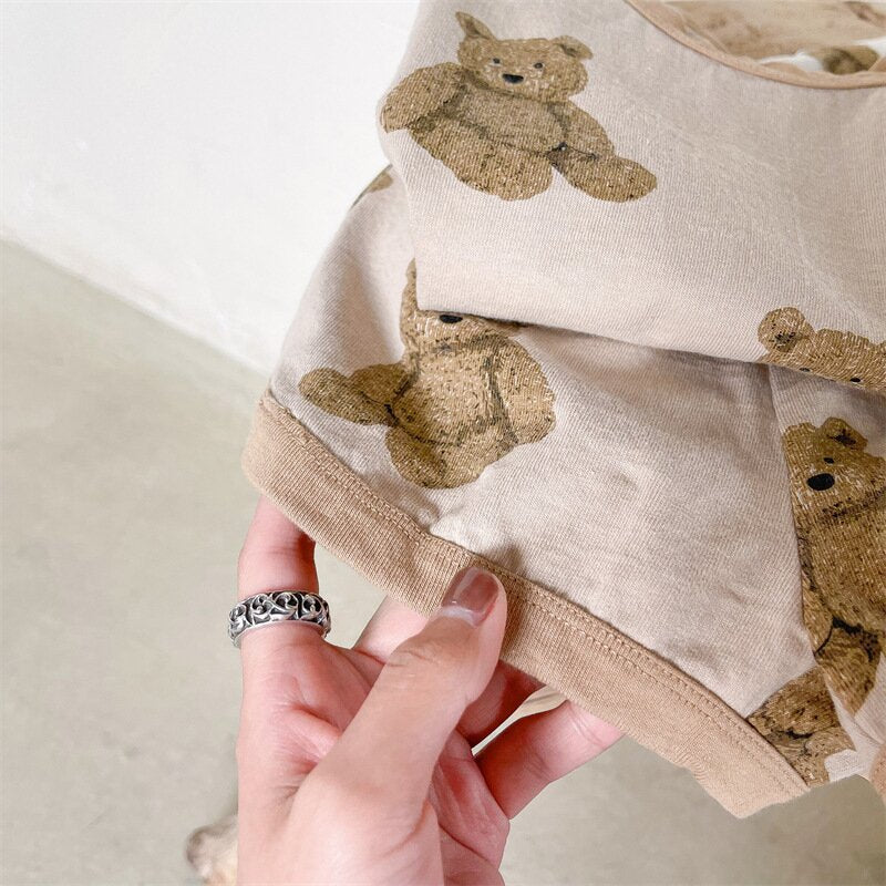 半袖セットアップ Bear Print T-Shirt & Shorts Set くまプリント Tシャツ ショートパンツセット【mh0012146】