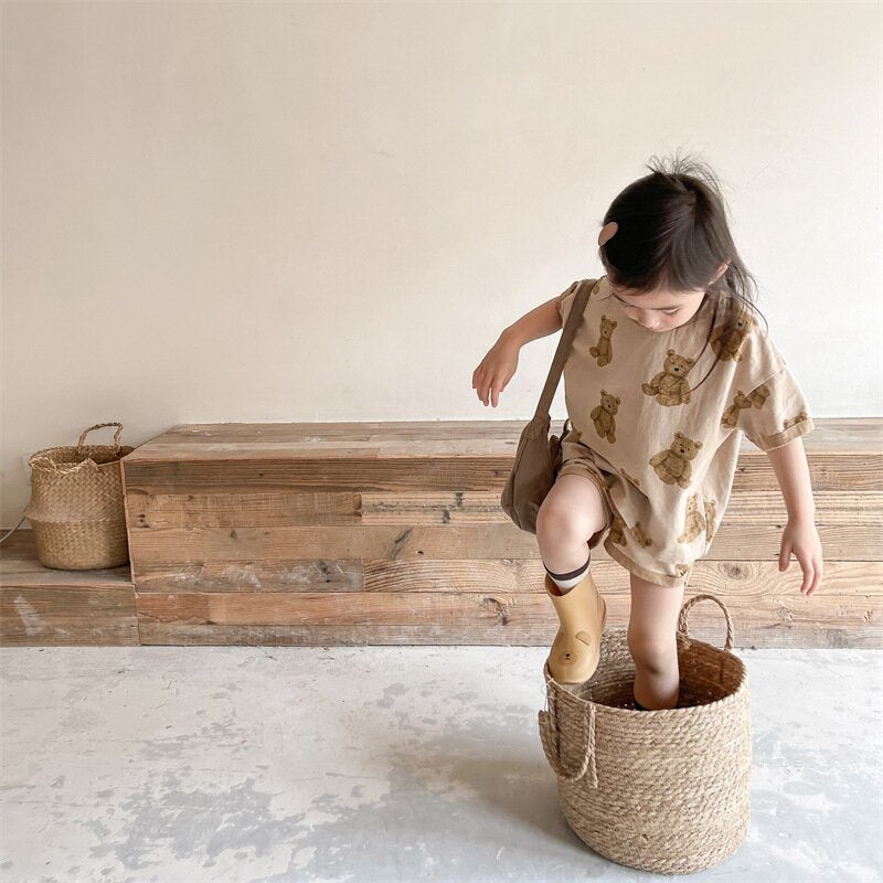 半袖セットアップ Bear Print T-Shirt & Shorts Set くまプリント Tシャツ ショートパンツセット【mh0012146】