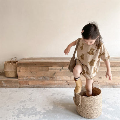 半袖セットアップ Bear Print T-Shirt & Shorts Set くまプリント Tシャツ ショートパンツセット【mh0012146】