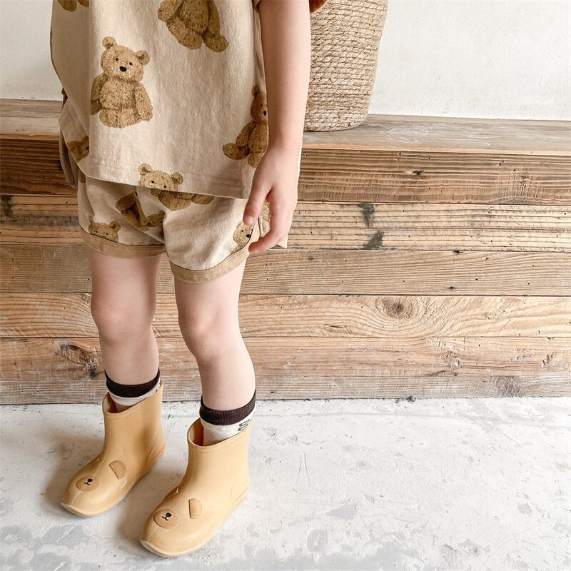 半袖セットアップ Bear Print T-Shirt & Shorts Set くまプリント Tシャツ ショートパンツセット【mh0012146】