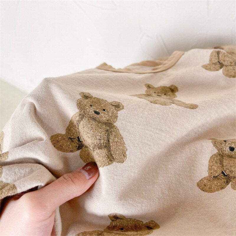 半袖セットアップ Bear Print T-Shirt & Shorts Set くまプリント Tシャツ ショートパンツセット【mh0012146】