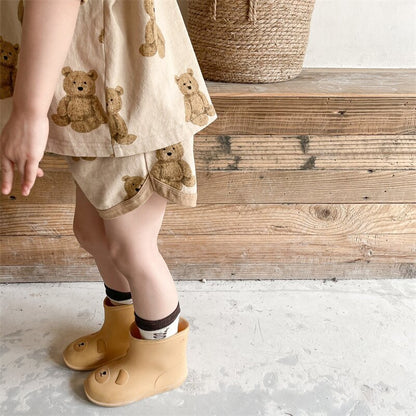 半袖セットアップ Bear Print T-Shirt & Shorts Set くまプリント Tシャツ ショートパンツセット【mh0012146】