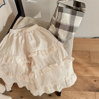 ロングパンツ・スウェットパンツ Beige / 12M  80CM キッズパンツ ティアードフリルロングワイドルーズパンツ 3カラー【mh0006867】