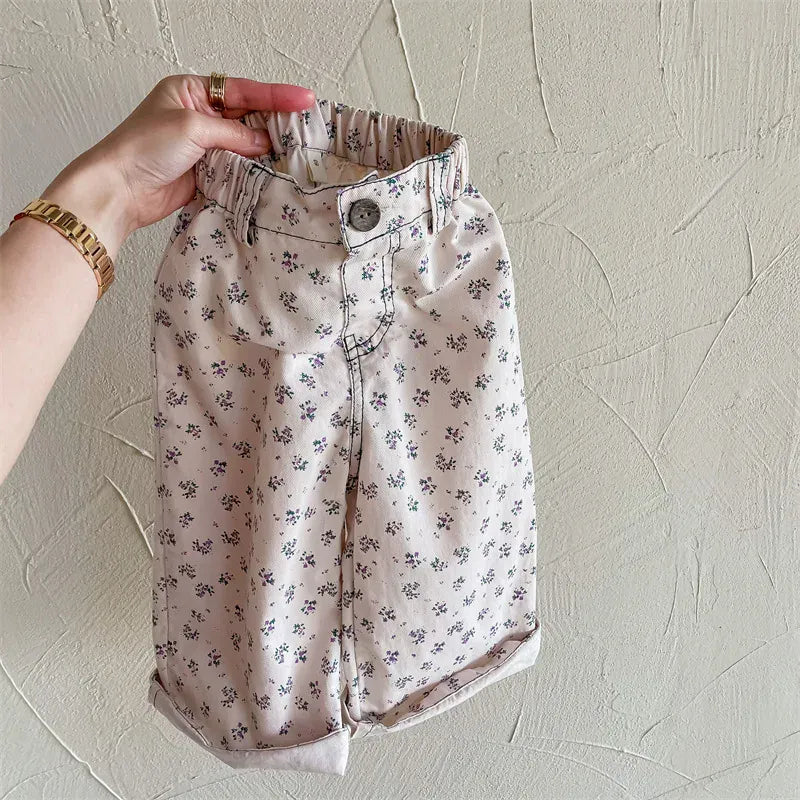 ロングパンツ・スウェットパンツ Beige / 12M 80cm キッズ フラワー ロング ルーズ パンツ【mh0001454】