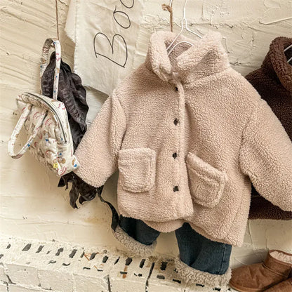 ショートコート・ジャケット・ジャンパー Beige / 12M  80CM キッズアウター バックレターロゴ刺繍ボアフリースジャケットコート【mh0008324】