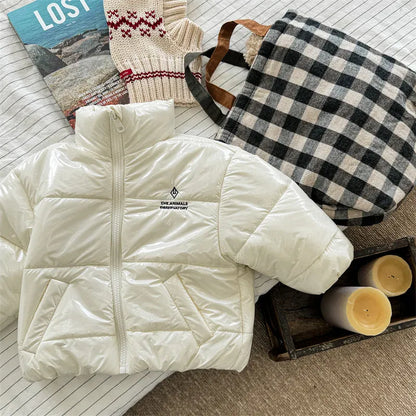 ショートコート・ジャケット・ジャンパー Beige / 12M  80CM キッズアウター ハイネックパデッド中綿ダウンジャケット【mh0008466】