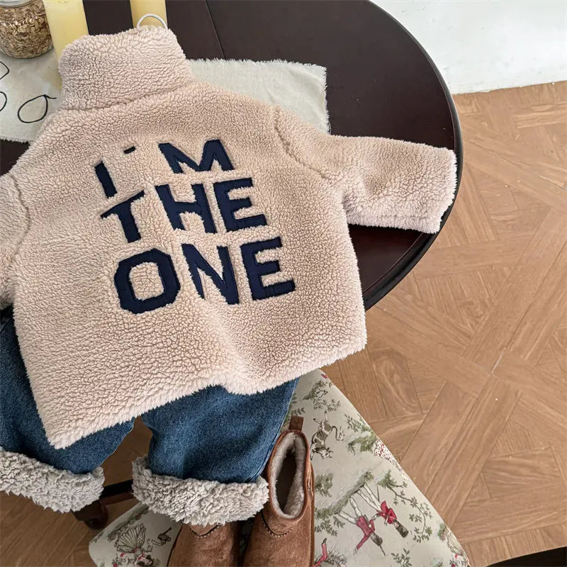 ショートコート・ジャケット・ジャンパー Beige / 80cm 9-12M キッズアウター バックレターロゴボアフリーススタンドカラーコートジャケット 2カラー【mh0007550】