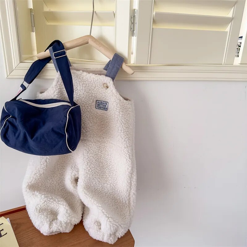 サロペットパンツ・サスペンダーパンツ Beige / 80cm キッズ ボアフリース サスペンダー パンツ サロペット【mh0003020】