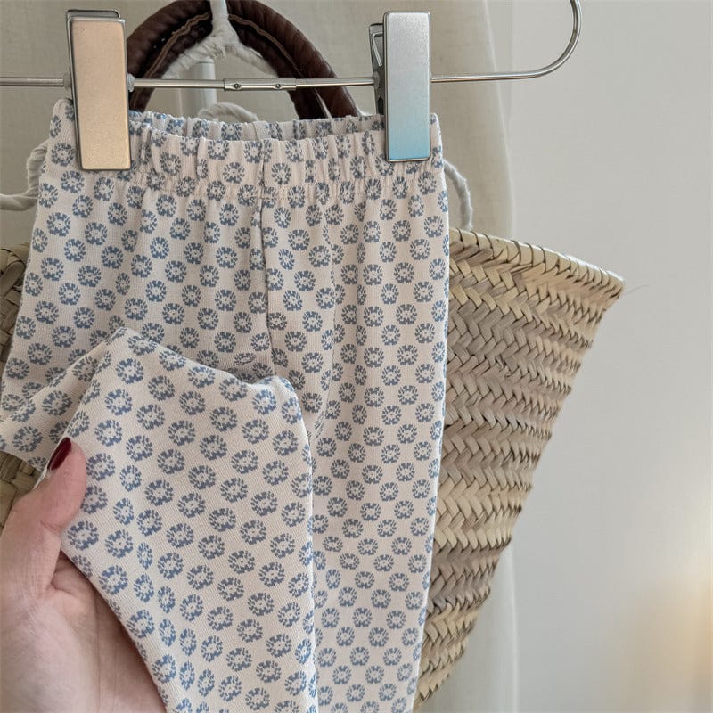 レギンスパンツ Beige / 80cm キッズパンツ フラワープリントレギンスパンツ【mh0008969】