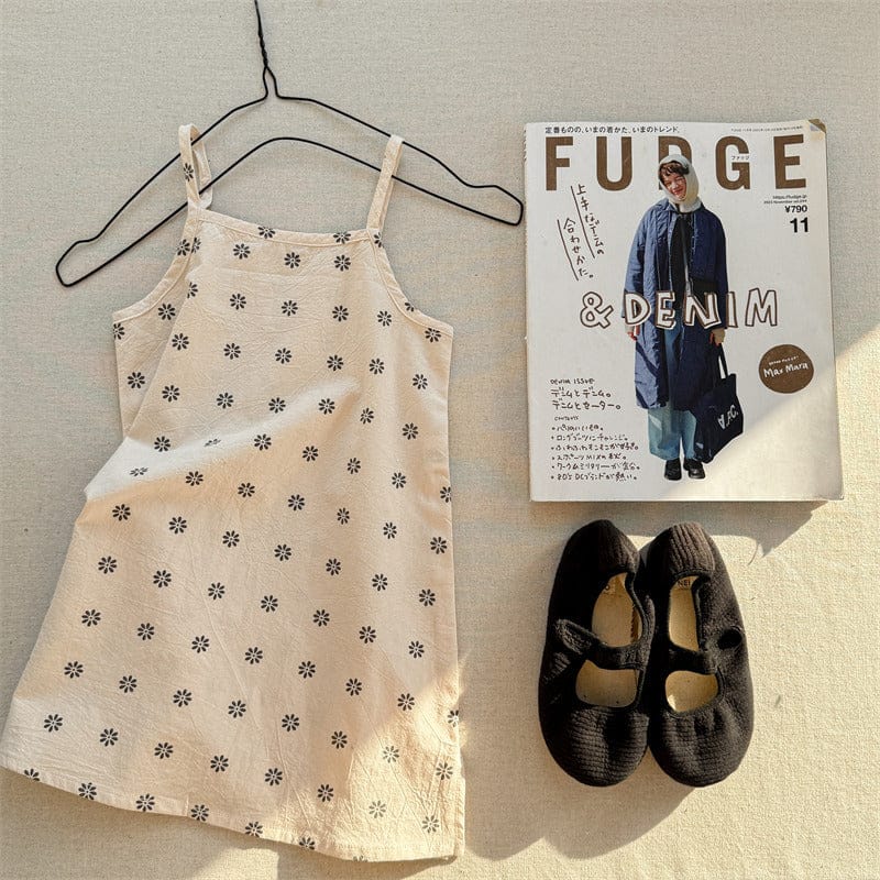 ノースリーブワンピース Beige / 80cm フラワー/チェックプリントキャミソールワンピース【mh0009374】