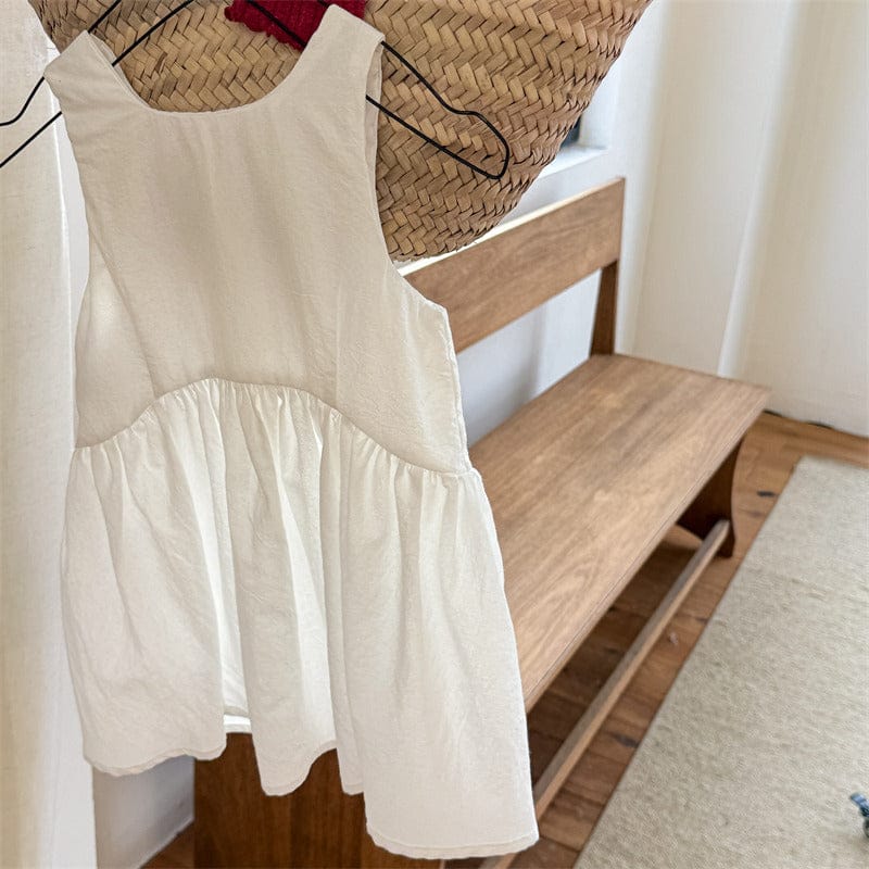 ノースリーブワンピース Beige / 80cm ノースリーブ無地/ストライプシンプルワンピース【mh0009375】