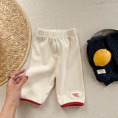 レギンスパンツ Beige / 80cm 裾バイピングハーフレギンスパンツ【mh0009397】