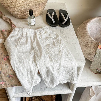 ロングパンツ・スウェットパンツ Beige / 80cm リネンコットンジャカードクロップドパンツ【mh0009539】