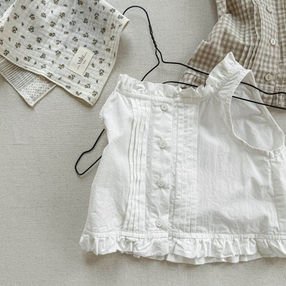 タンクトップ・キャミソール・ノースリーブトップス Beige / 80cm フリルタックノースリーブブラウス【mh0009553】