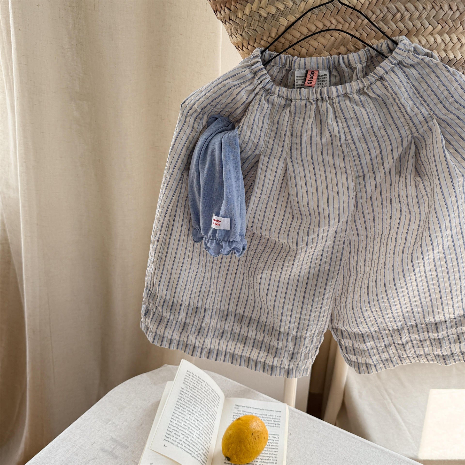 ロングパンツ・スウェットパンツ Beige / 80cm ストライプワイドルーズガウチョパンツ【mh0009776】