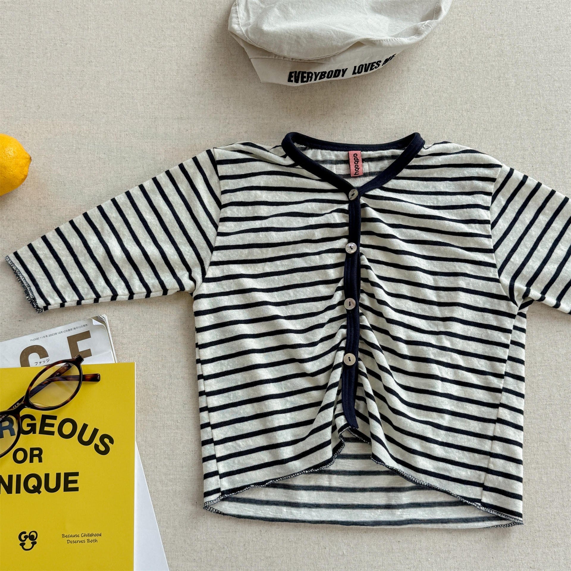 カーディガン・パーカー Beige / 80cm ボーダー薄手サマーカーディガン【mh0009780】