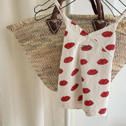 タンクトップ・キャミソール・ノースリーブトップス Beige / 80cm プリントキャミソールチュニックブラウス【mh0010146】