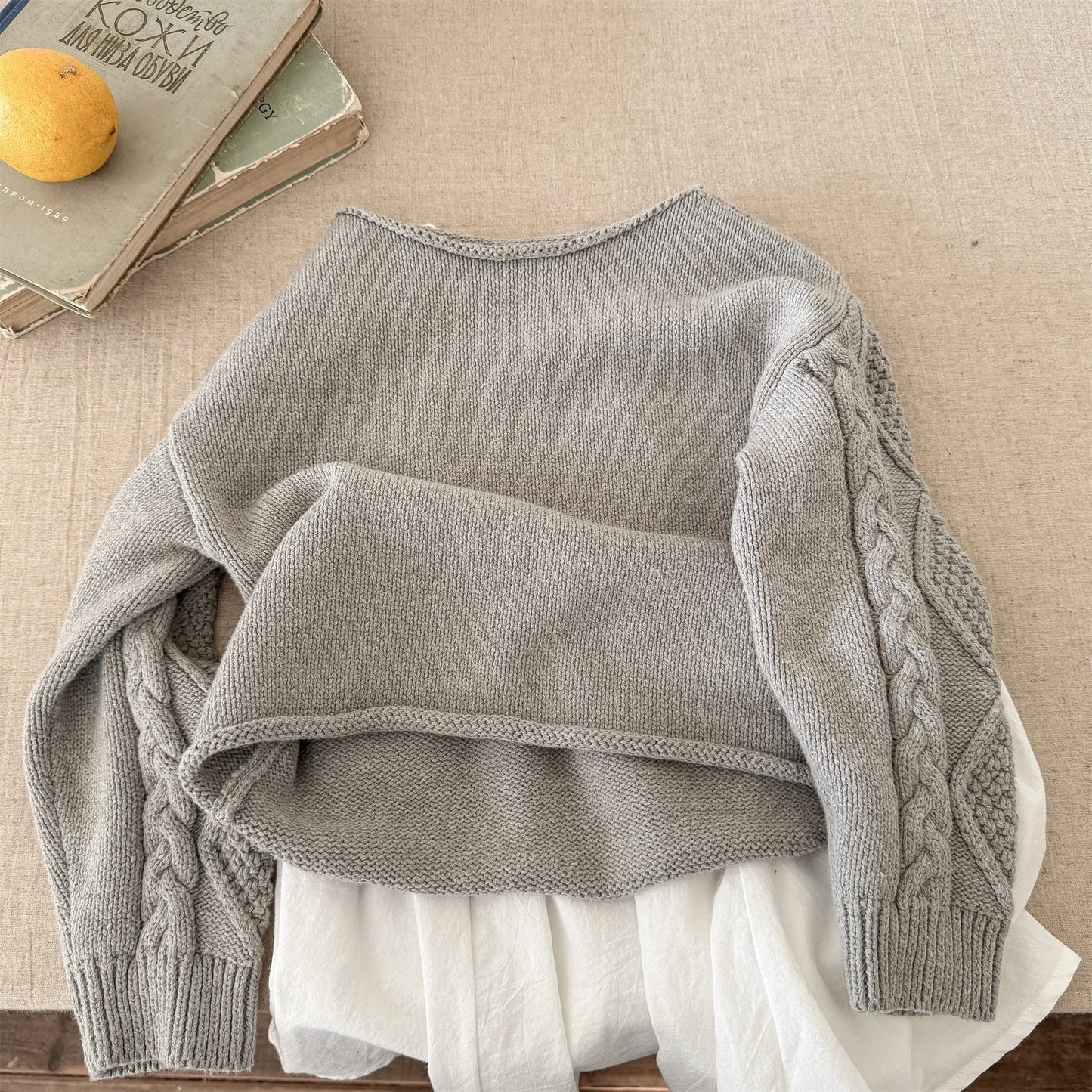 ニット・セーター Beige / 80cm カットオフニット長袖セータートップス【mh0010636】