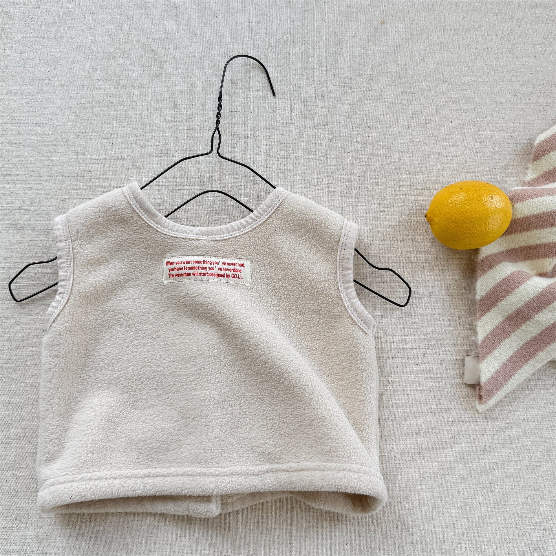 ベスト Beige / 80cm フロントボタン付きフリースベスト【mh0010809】