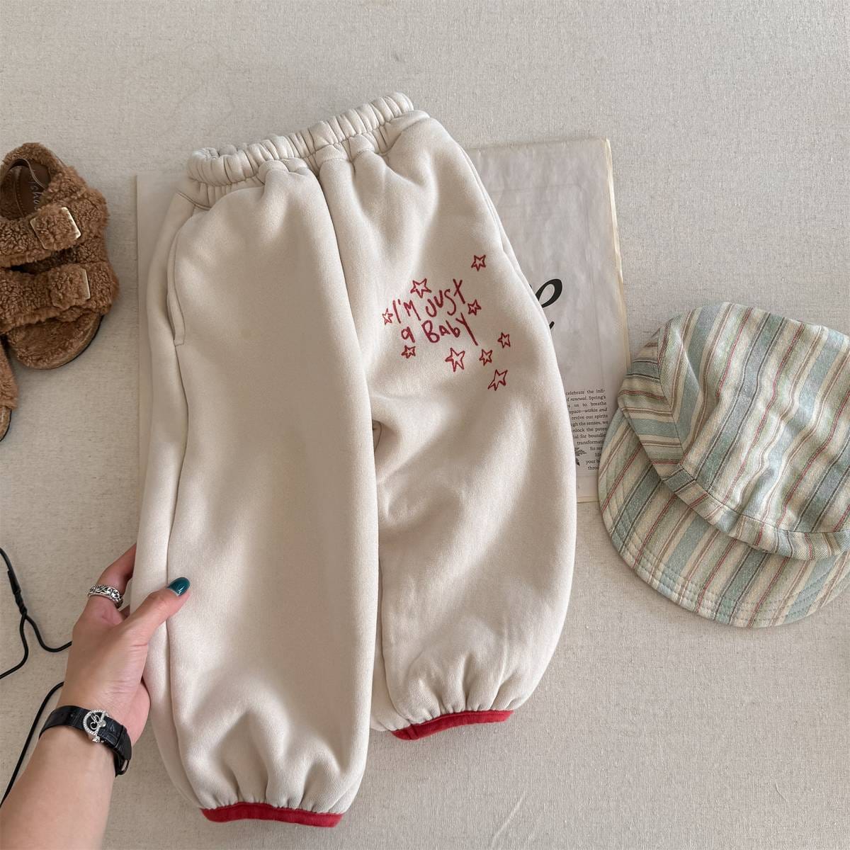 ロングパンツ・スウェットパンツ Beige / 80cm 裏起毛スウェットパンツ ロングパンツ 暖か長ズボン カジュアル【mh0011405】