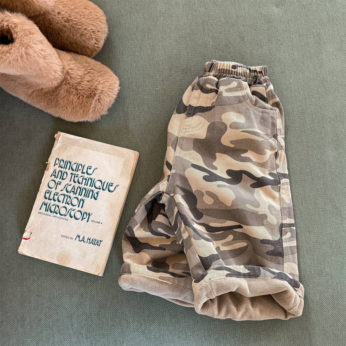 ロングパンツ・スウェットパンツ Beige / 80cm カモフラ柄ロングパンツ 裏起毛 長ズボン カジュアルパンツ【mh0011414】