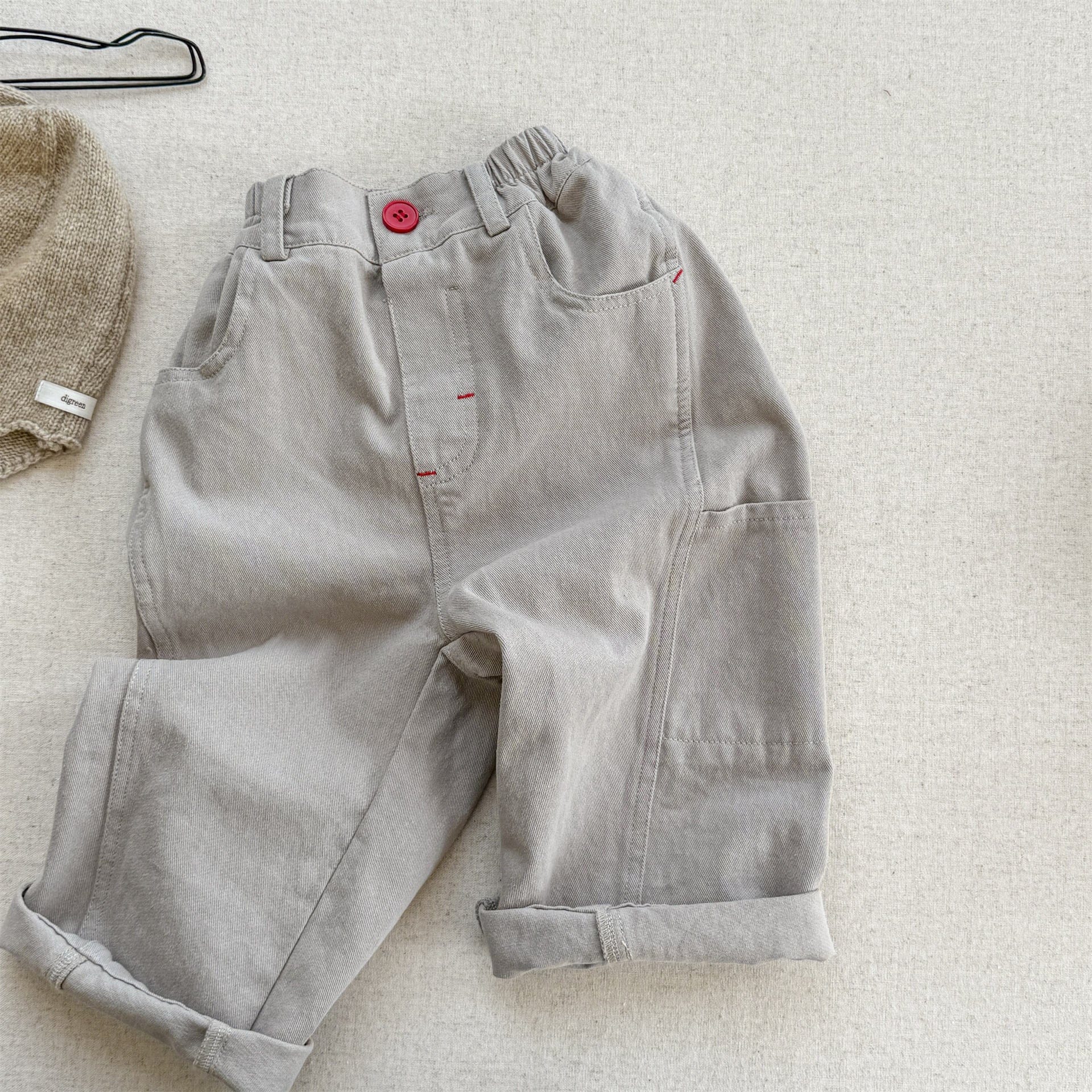 ロングパンツ・スウェットパンツ Beige Gray / 80cm シンプルデイリーワイドルーズロングパンツ【mh0010632】